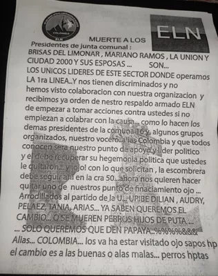Que autoridades aclaren origen de amenazas contra Concejales de la U Y líderes sociales de la Comuna 16